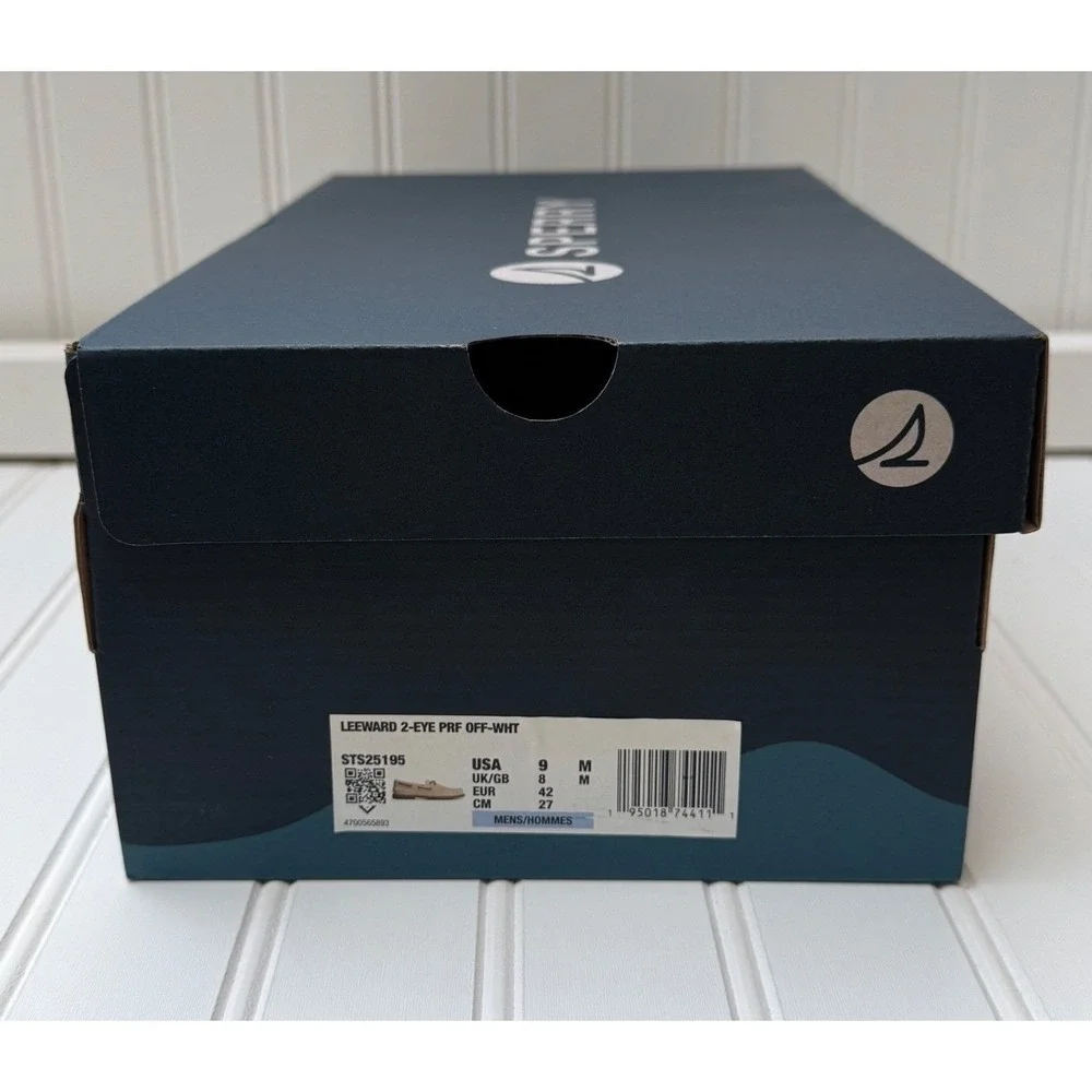 Sperry Leeward 2-Eye Perf, Off-White, Mens Boat Shoes 9M, NIB